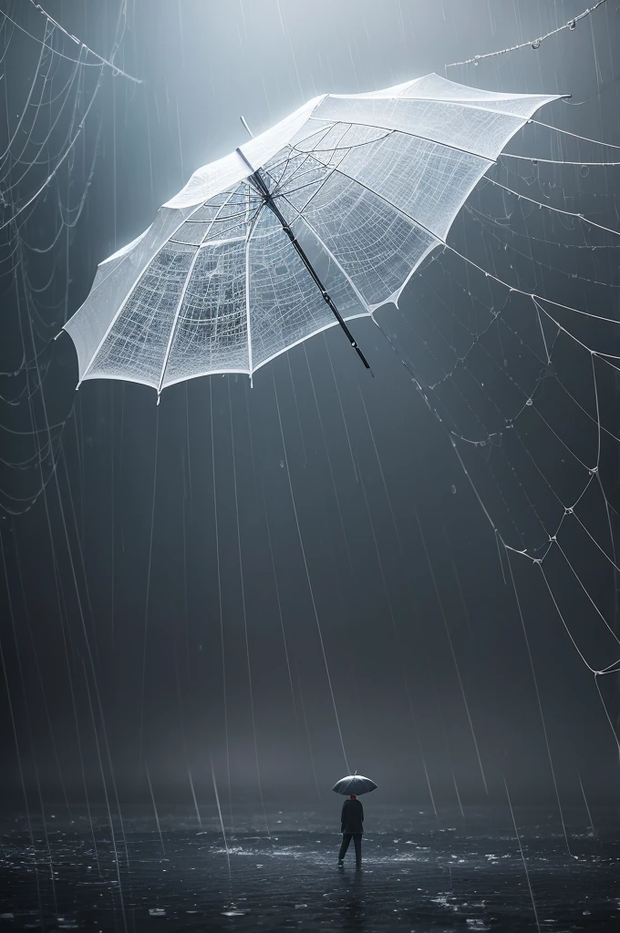 Create an image background with rain and webs