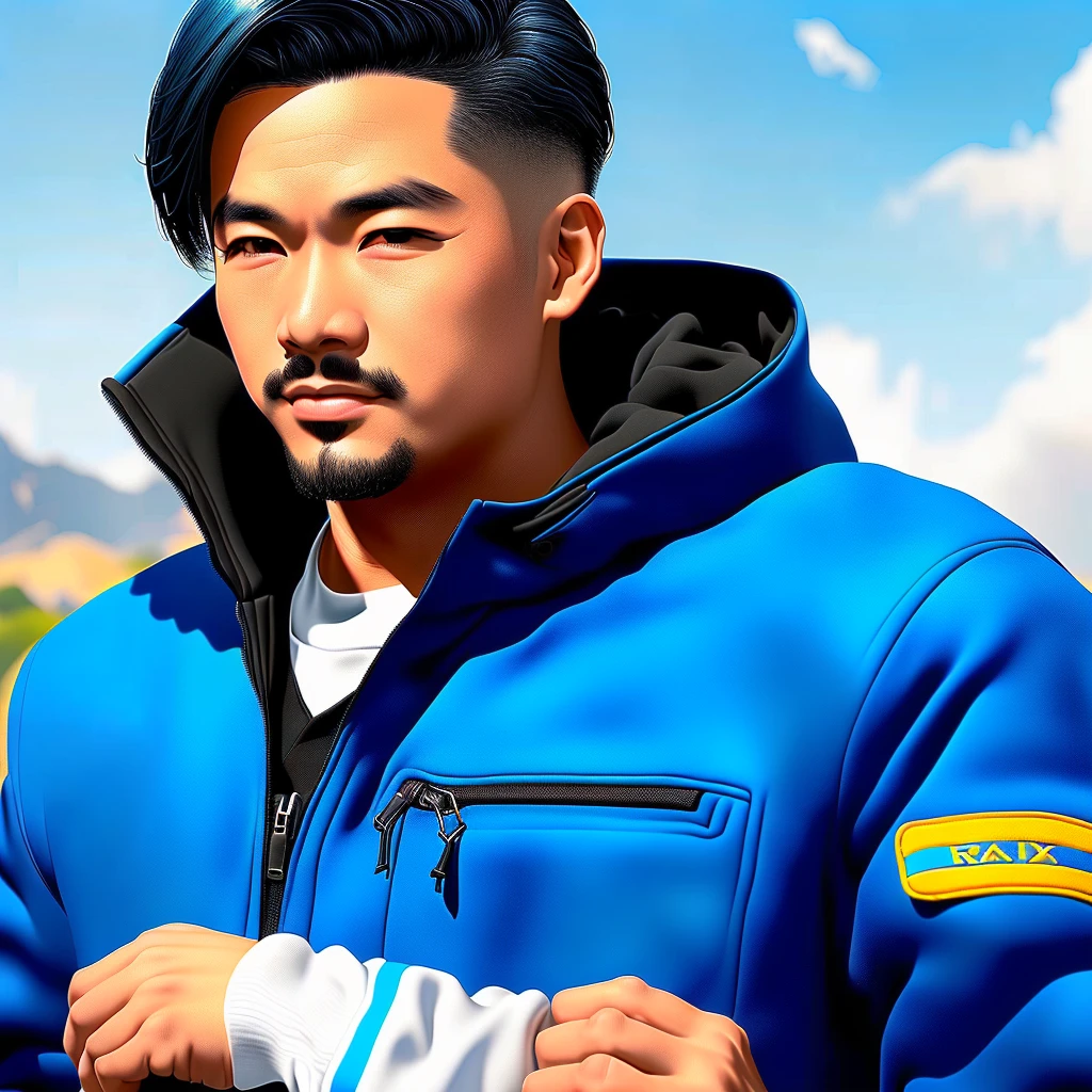 um close de um homem com uma jaqueta preta e uma jaqueta azul, Ross Tran e Bayard Wu, retrato de rossdraws, Estilo de arte G Liulian, Irreal 5. Retrato de RPG, ross tran 8k, Ross Draws 1. 0, Ross Draws 2. 0, pintura digital rossdraws, portrait of apex legends, stanley artgem lau, retrato da sociedade cg