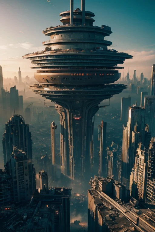 Highest quality、A ruined futuristic city、dim、Surrealism