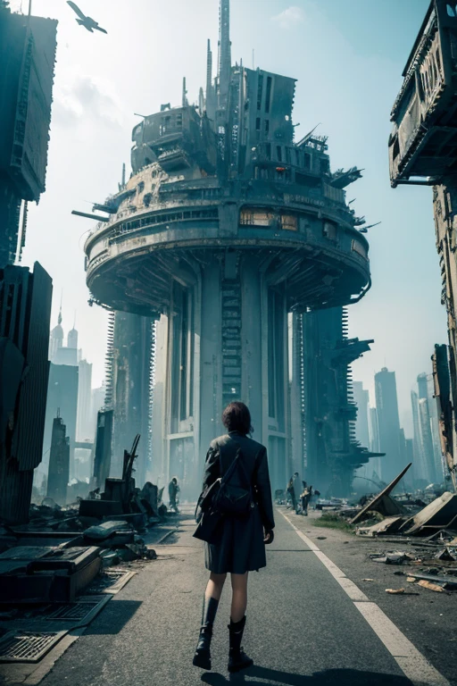 Highest quality、A ruined futuristic city、dim、Surrealism