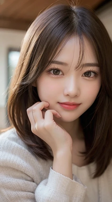 A girl sitting in a company office and answering the phone、