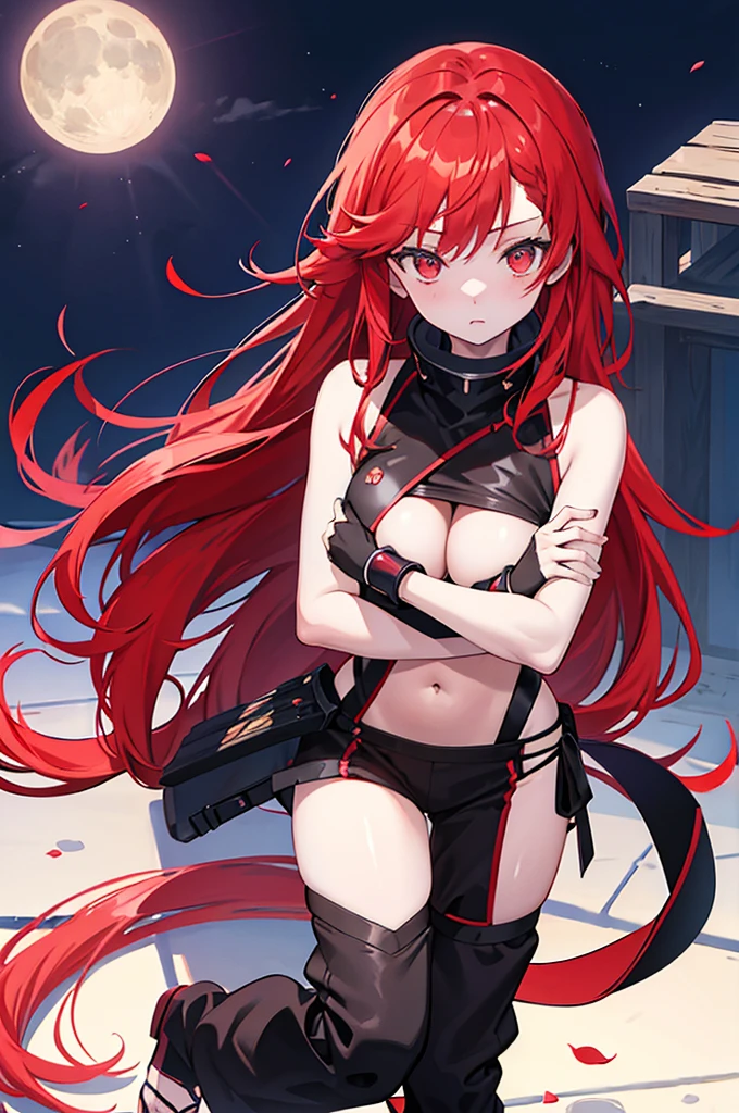 wiped, Girl with red hair, long hair, Beautiful girl, Anime, Anime стиль, Manga, красноволосая девушка ninja, ninja