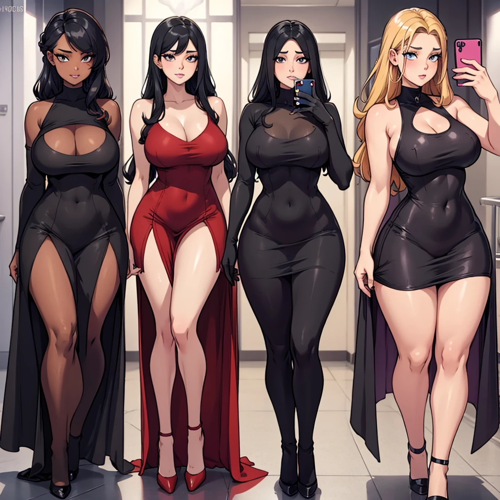araffe woman in a tight dress taking a selfie in a hallway, tight dress, curvy hourglass shape, tight clothes차림, tight clothes, full body photo, skintight dress, hourglass shape, thin waist and thick hips, Wear simple, tight-fitting clothes, costume photo, thick body, medium body shot, medium body shot, beautiful thick women, Charming and beautiful