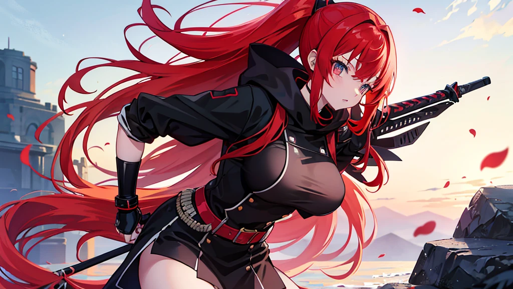 wiped, Girl with red hair, long hair, Beautiful girl, Anime, Anime стиль, Manga, красноволосая девушка ninja, ninja