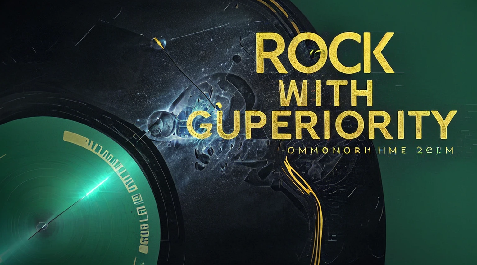Poster Style,Vinyl record combined with clock,Half record, half clock,Reflecting the sense of time travel,Golden text effects,There is a halo of light around the record similar to a black hole,Extremely high definition picture quality,quality,Real texture,Sci-fi style,A little bit of starry sky elements