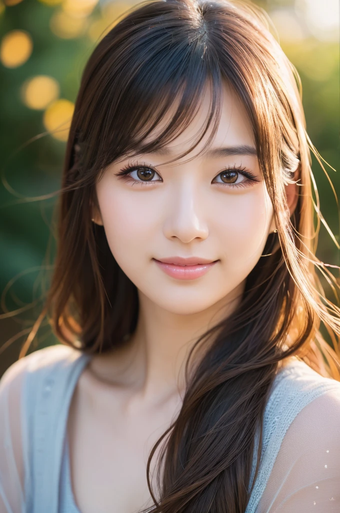 (Highest quality,High resolution,Super detailed),Portraiture,Beautiful Japanese Women,Beautiful attention to detail,Beautiful lip detail,Highly detailed face,Long eyelashes,A kind smile,Flowing Hair,Natural light,Vibrant colors