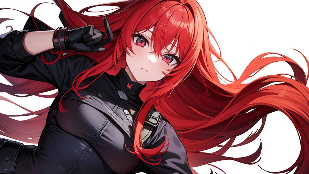 wiped, Girl with red hair, long hair, Beautiful girl, Anime, Anime стиль, Manga, красноволосая девушка ninja, ninja, Without background, White background