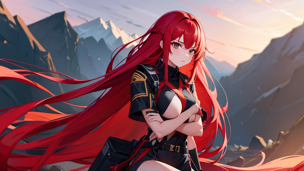 wiped, Girl with red hair, long hair, Beautiful girl, Anime, Anime стиль, Manga, красноволосая девушка ninja, ninja, Without background, White background