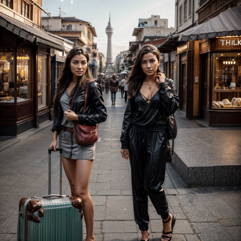 [[((confident traveler with a captivating presence, embodying the essence of Allurist:1.6)), standing confidently in a picturesque travel destination. They are dressed in stylish travel wear that includes elements of adventure and comfort:1.6)), wearing ((a mix of fashionable and functional travel outfits:1.4)). The background features iconic landmarks, exotic landscapes, and bustling cityscapes, making it unmistakably travel-focused. The scene is captured with a ((full-frame DSLR:1.4)) using a ((35mm prime lens:1.4)) to capture a wider view while keeping the traveler in sharp focus. Professional lighting enhances their natural features and adds a ((soft bokeh effect:1.3)) to the background. The image should be in ((8K resolution:1.5)) with ((hyper-realistic detail:1.6)). The focus is entirely on the traveler's stylish and confident presence, capturing the essence of travel perfectly in an exotic destination setting. Randomize nationality for diverse looks.]]
