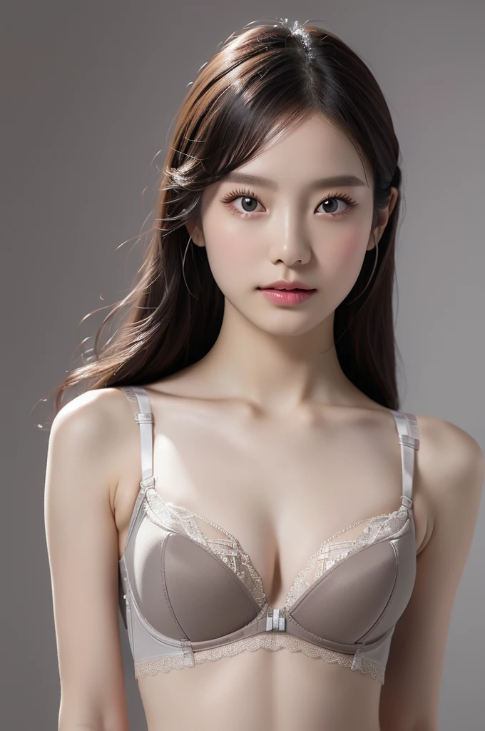 Panties, (Full body image:0.9), (bra:1.5),(Highly detailed CG 8k wallpaper, masterpiece, Highest quality, Super detailed), (Better lighting, Better Shadows, Very delicate and beautiful), floating, High saturation, Dynamic Angle, ((One girl)), nice, Ningguang City(Orchid Evening Dress) Gray Hair, Red eyes, Very long hair, hair ornaments, bangs, (Skin wrinkles:1.2), Heavy makeup