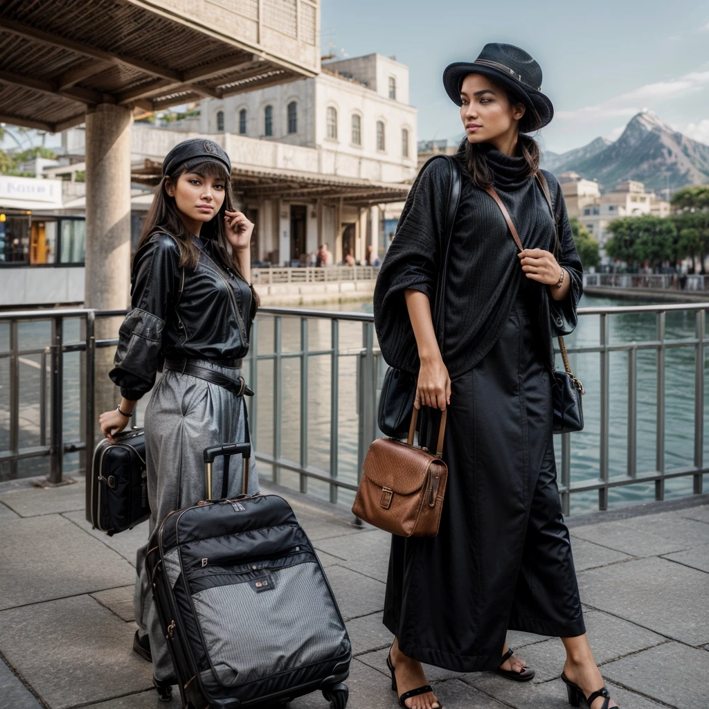 [[((confident traveler with a captivating presence, embodying the essence of Allurist:1.6)), standing confidently in a picturesque travel destination. They are dressed in stylish travel wear that includes elements of adventure and comfort:1.6)), wearing ((a mix of fashionable and functional travel outfits:1.4)). The background features iconic landmarks, exotic landscapes, and bustling cityscapes, making it unmistakably travel-focused. The scene is captured with a ((full-frame DSLR:1.4)) using a ((35mm prime lens:1.4)) to capture a wider view while keeping the traveler in sharp focus. Professional lighting enhances their natural features and adds a ((soft bokeh effect:1.3)) to the background. The image should be in ((8K resolution:1.5)) with ((hyper-realistic detail:1.6)). The focus is entirely on the traveler's stylish and confident presence, capturing the essence of travel perfectly in an exotic destination setting. Randomize nationality for diverse looks.]]
