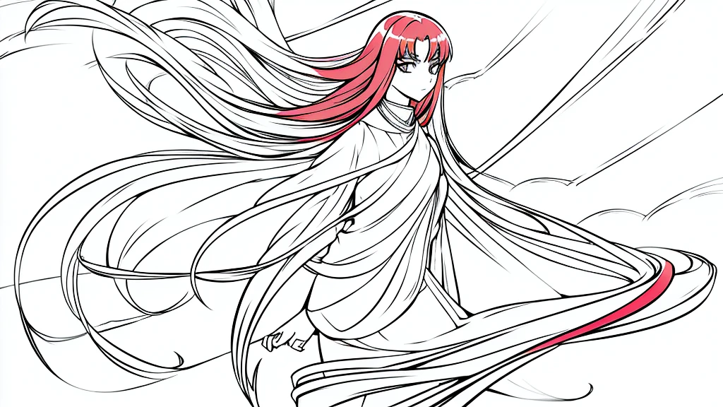 wiped, Girl with red hair, long hair, Beautiful girl, Anime, Anime стиль, Manga, красноволосая девушка ninja, ninja, Without background, White background