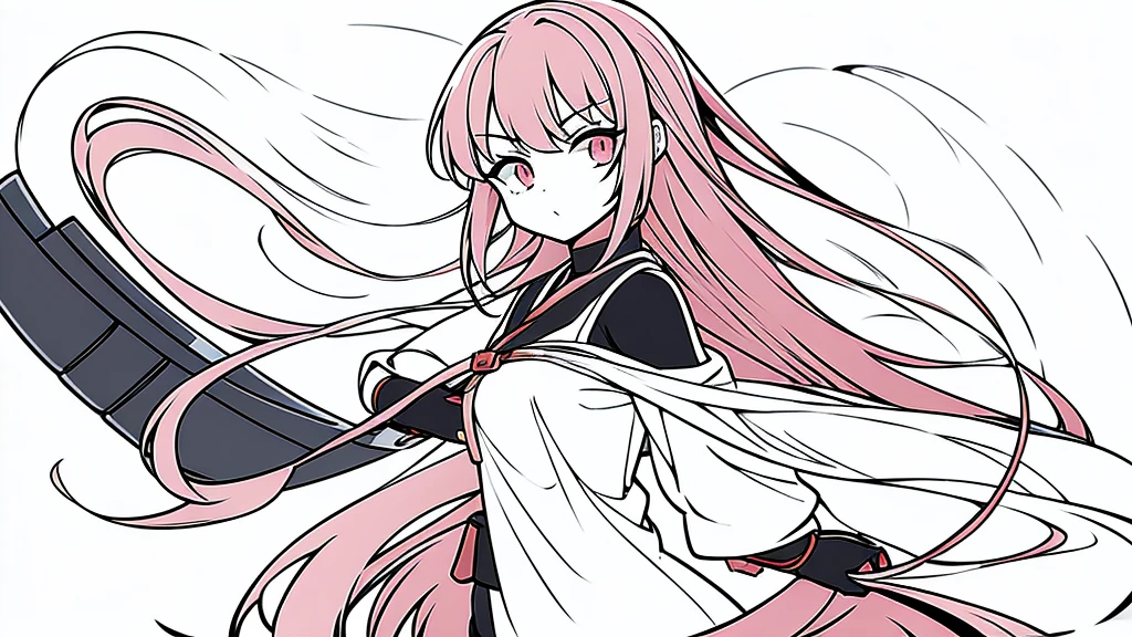 wiped, Girl with red hair, long hair, Beautiful girl, Anime, Anime стиль, Manga, красноволосая девушка ninja, ninja, Without background, White background