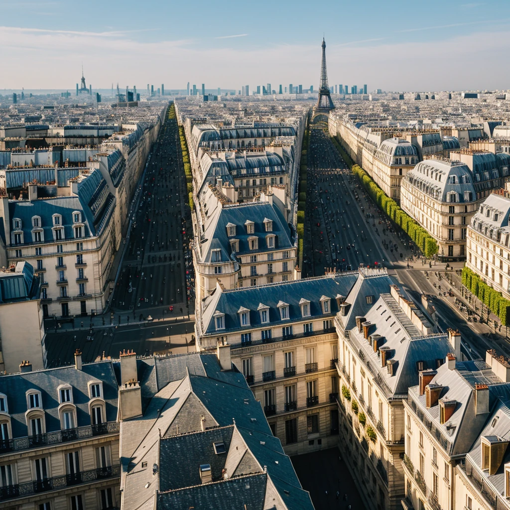 ((Best Quality)), ((Masterpiece)), (detailed), rooftop, Paris, It's a cloudy day