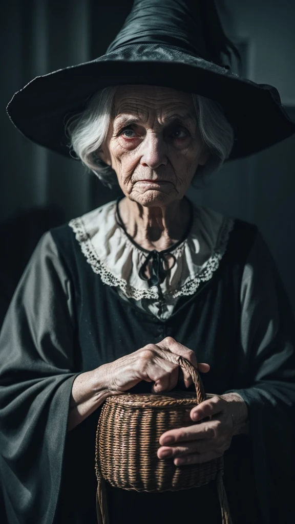 Grandmother ugly witch Creepy suspicious Dark atmosphere