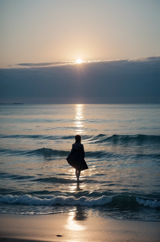 The image you describe evokes a serene and familiar scene, with silhouettes silhouetted against the sea horizon. It's as if the family is contemplating the vastness of the ocean, with your feet sunk in the sand, maybe at dusk or dawn, when the colors of sky and water gently blend. This scene conveys a feeling of peace, connection with nature and harmony between family members.