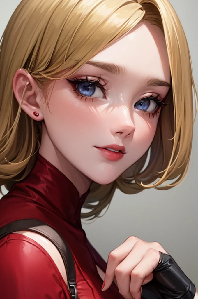 (Photo of your face:1.2), woman (Amber Heard), Red dress, blonde, Amorous 