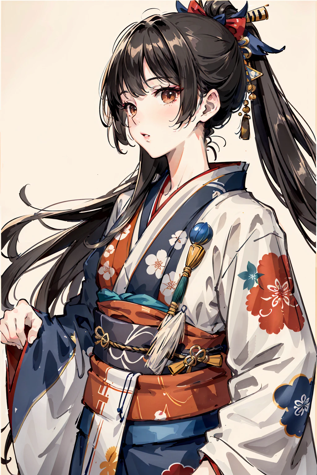  High resolution, Highest quality, Highest quality, Paid reward available, An unparalleled masterpiece, Perfect artwork, Absurd, High quality illustrations, 超High resolution, Detailed Background, Shui Movissim, Perfect Anatomy ( Humanity, Focus Only, Japanese Kimono, warrior ),