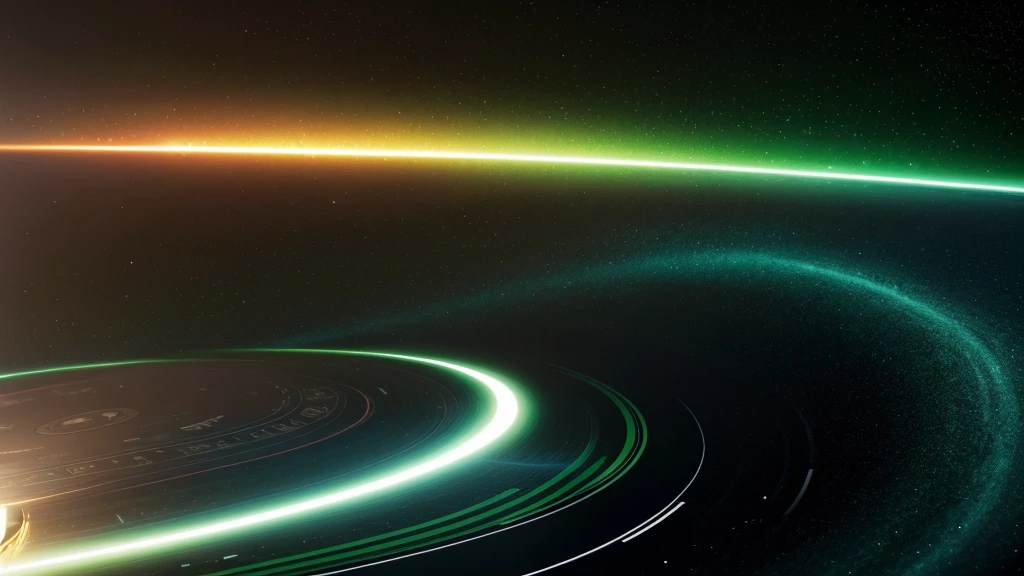 Poster Style,Brighter green background,Vinyl record combined with clock,Half record, half clock,Reflecting the sense of time travel,Golden text effect for English title on the right,There is a halo of light around the record similar to a black hole,Extremely high definition picture quality,quality,Real texture,Sci-fi style,A little bit of starry sky elements