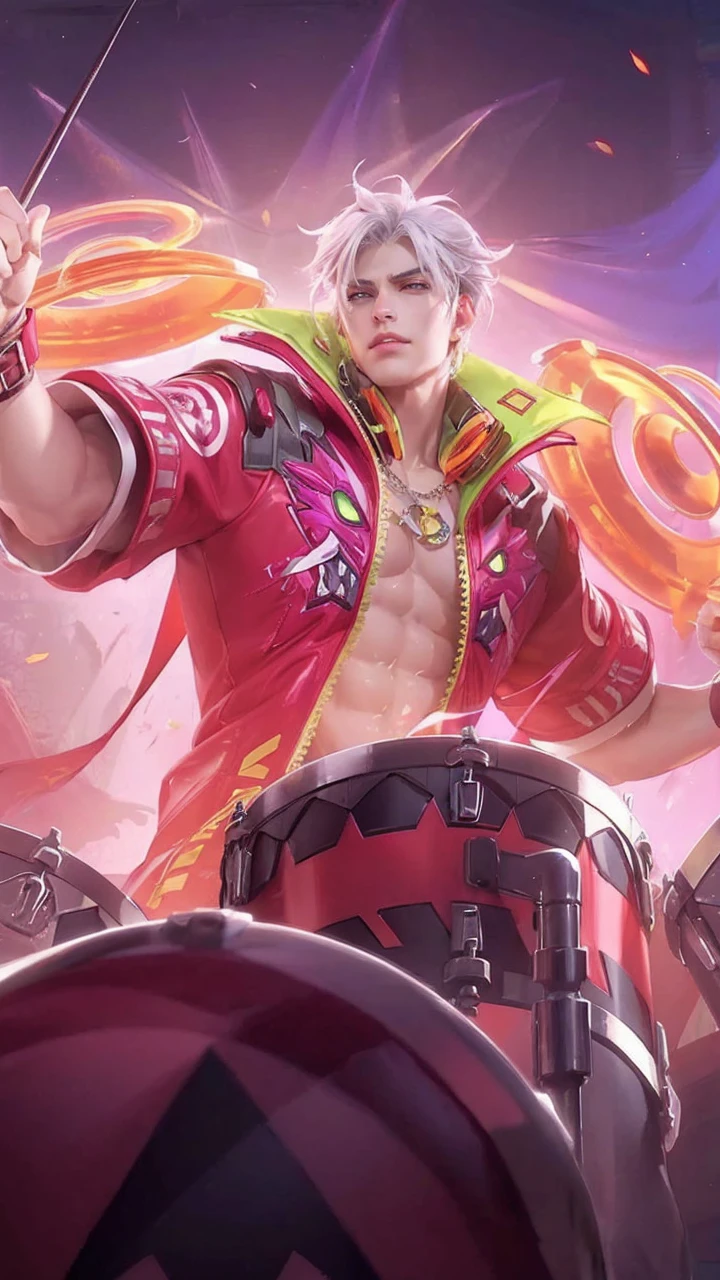 1 boy, handsome, tall and strong, perfect male figure, eyes looking at camera, (tanned skin:1.2), silver hair, serious expression, ray tracing, lying on bed, lay on bed, top view, (best quality,4k,8k,highres,masterpiece:1.2),ultra-detailed,(realistic,photorealistic,photo-realistic:1.37),studio lighting,ultra-fine painting,sharp focus,physically-based rendering,extreme detail description,professional,vivid colors,bokeh,portrait