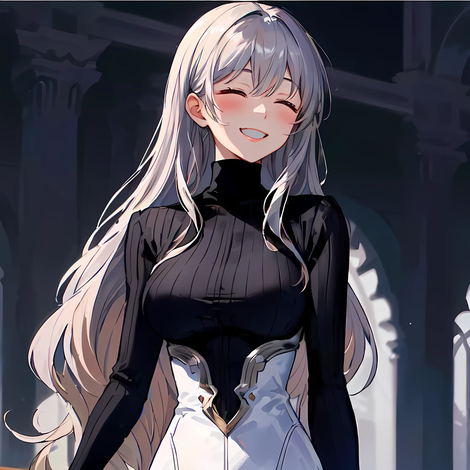 Score_9, score_8_up, score_7_up, score_6_up, source_anime, rating:general, 1girl, slutty_clothes, hina_\(blue_archive\), silver hair, horns, halo, parted bangs, long hair, makeup, jewelry, smirk, looking down