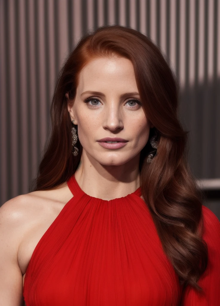 photograph of jessica chastain     actresses , sfw   , sexy girl,  jaw-dropping beauty,   skin,  jaw dropping beauty, on , tight outfit, seductive expression , perfect face, (Highly detailed skin:1.3, highly detailed face :1.5 ),[freckles], natural lighting, (direct light:0.4), photorealistic, highgest quality,  (smiling:0.5), sophisticated hairdo, highly detailed eyes, highly detailed skin surface, detailed hair, no make-up, intrincate details, edge light, 40mm, 8k, detailed, ultra detail, UHD, HDR(insanely detailed skin texture , depth of field )