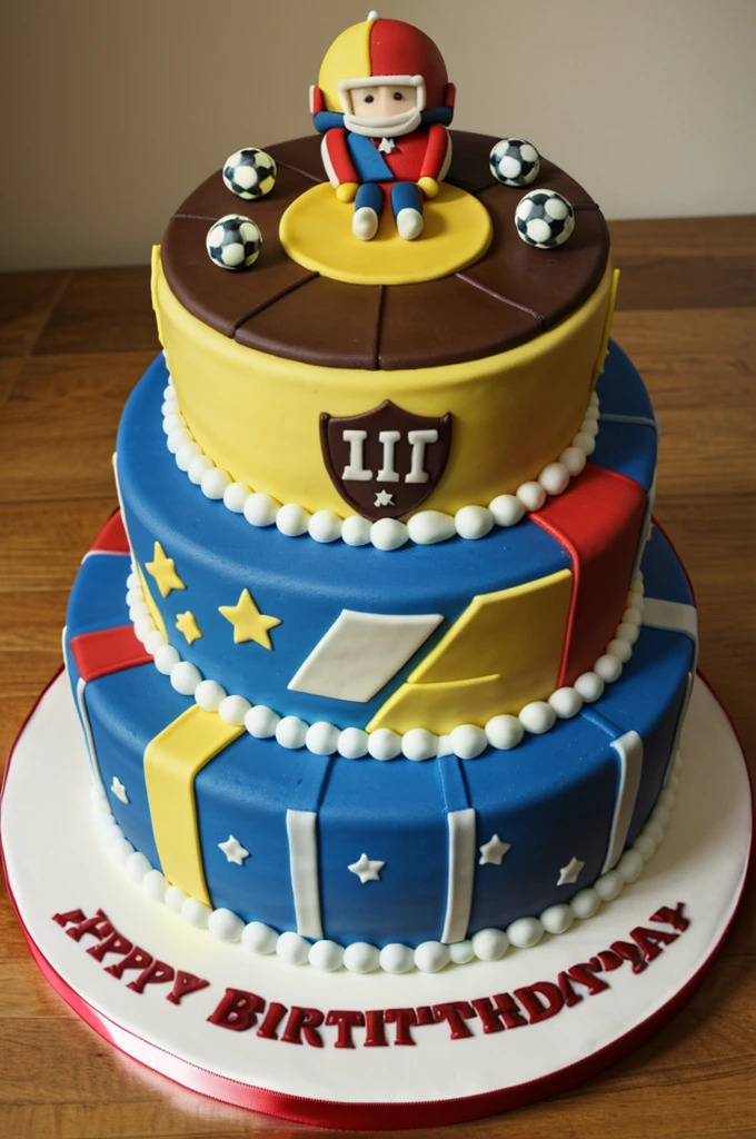 Birthday cake with the image of various football shields 