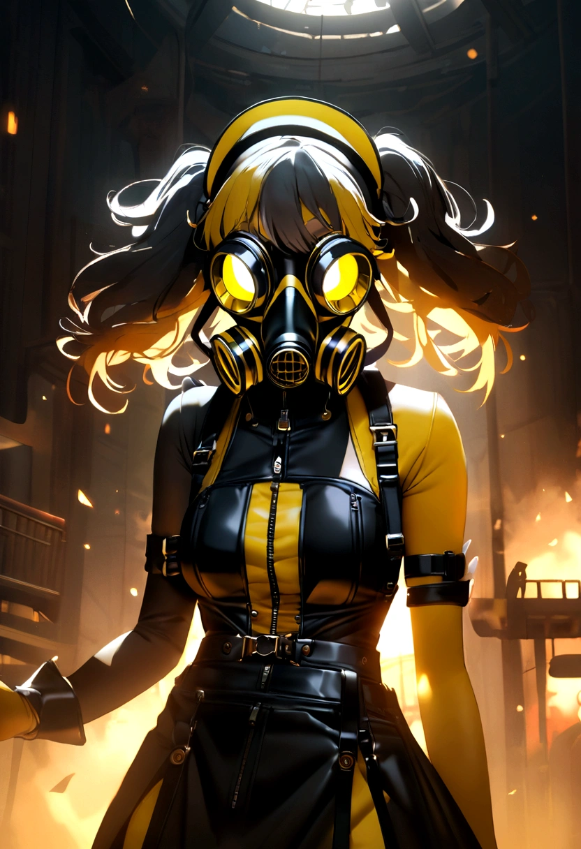 nuclear sexy waitress gas mask black and yellow