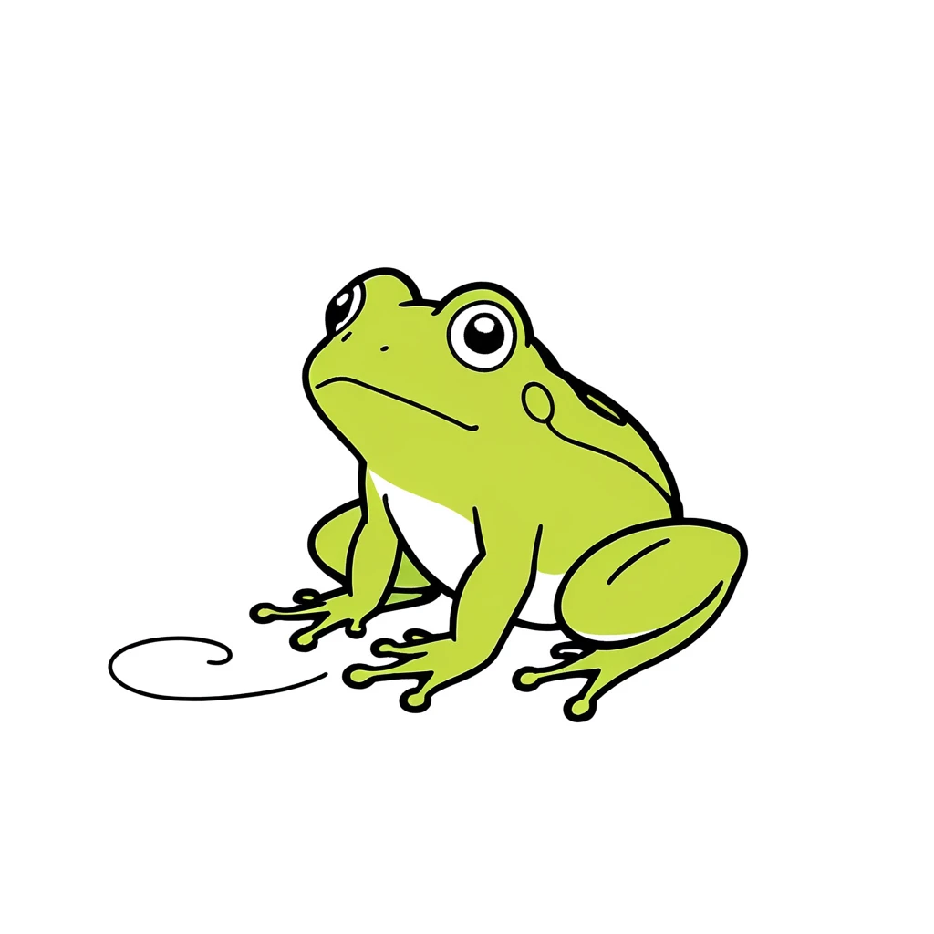 1frog only,simple,(white background:1.4),doodle,cute,scribble,minimalism,diagrammatic drawing
