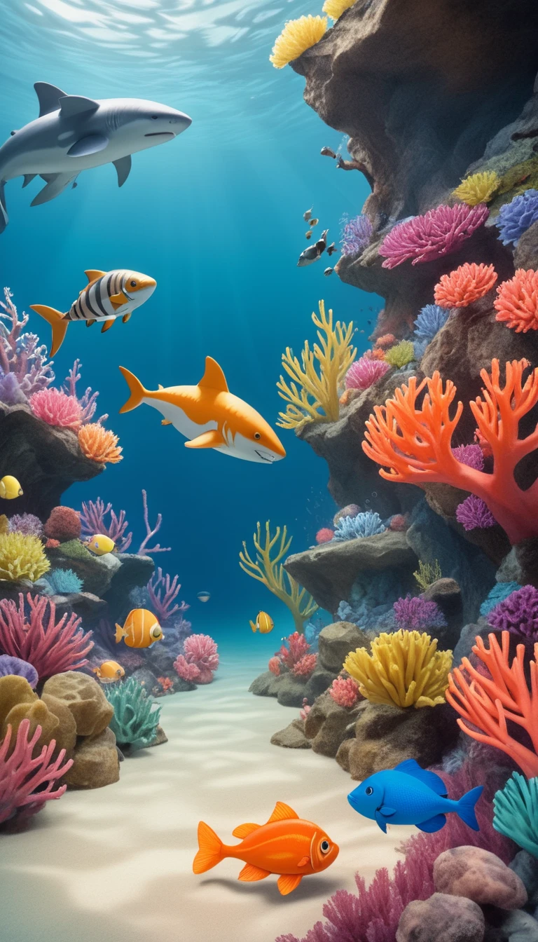 Highest quality, Highest quality, 16K, Unbelievably absurd, Very detailed, 2.5D, delicate and dynamic, aquarium, Large sink, Colorful Coral, A little faint light and a little fish, shark, Underwater, Underwater, , , ,, erotic, shark女, sharkの服