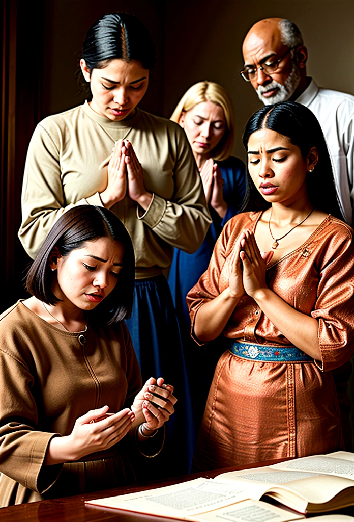 several women sitting on the floor praying and praying, praying, praying meditating, kneeling in prayer, praying posture, in a temple, doing a prayer, worshipers, 🤬 🤮 💕 🎀, blessing hands, praying with tobacco, angel doing yoga in temple, prayer, many people worshipping, myanmar, very powerful, prayer hands, 🔞🤡