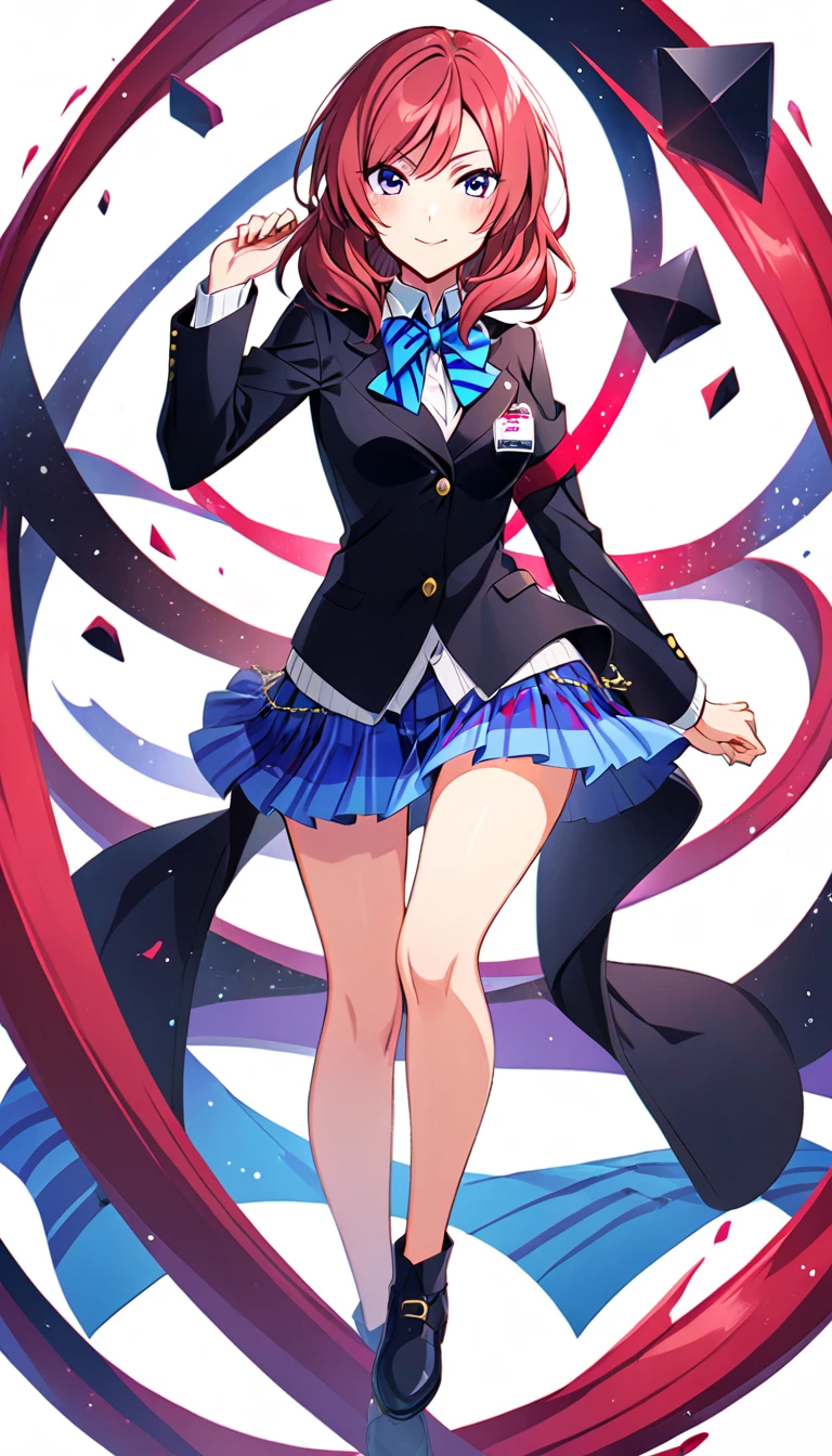 One girl, Maki Nishikino, full body, Otonokizaka, id_maki_nishikino,white background