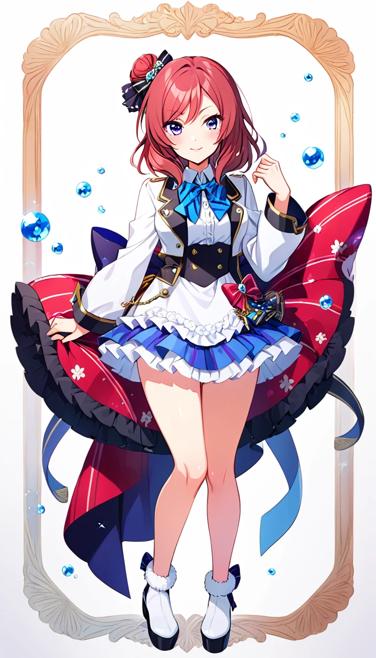 One girl, Maki Nishikino, full body, Otonokizaka, id_maki_nishikino,white background