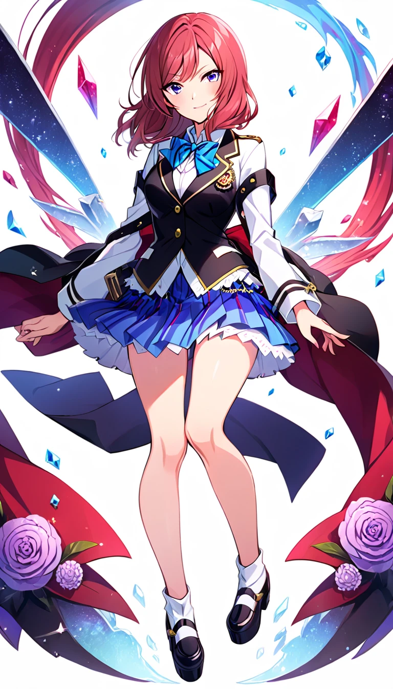 One girl, Maki Nishikino, full body, Otonokizaka, id_maki_nishikino,white background
