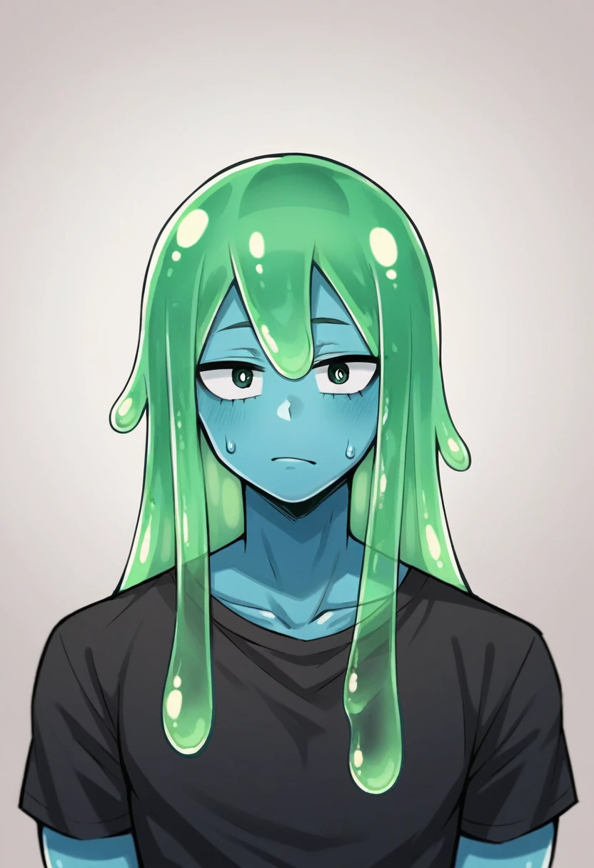 score_9, score_8_up, score_7_up, score_6_up, score_5_up, score_4_up, source_anime, 1Boy, slime Boy, Blue skin, Punk style, Long hair with green tips, tentacles, slime tentacles, slime boy, solo, slimegirlsfw, slime boy, gothic fashion, emo fashion, slimeboy, my hero academia, tentacles, school, depth of field, LUT, medium close shot, detailed, handsome, cute slime boy. My hero academia school, Tentacle tail.