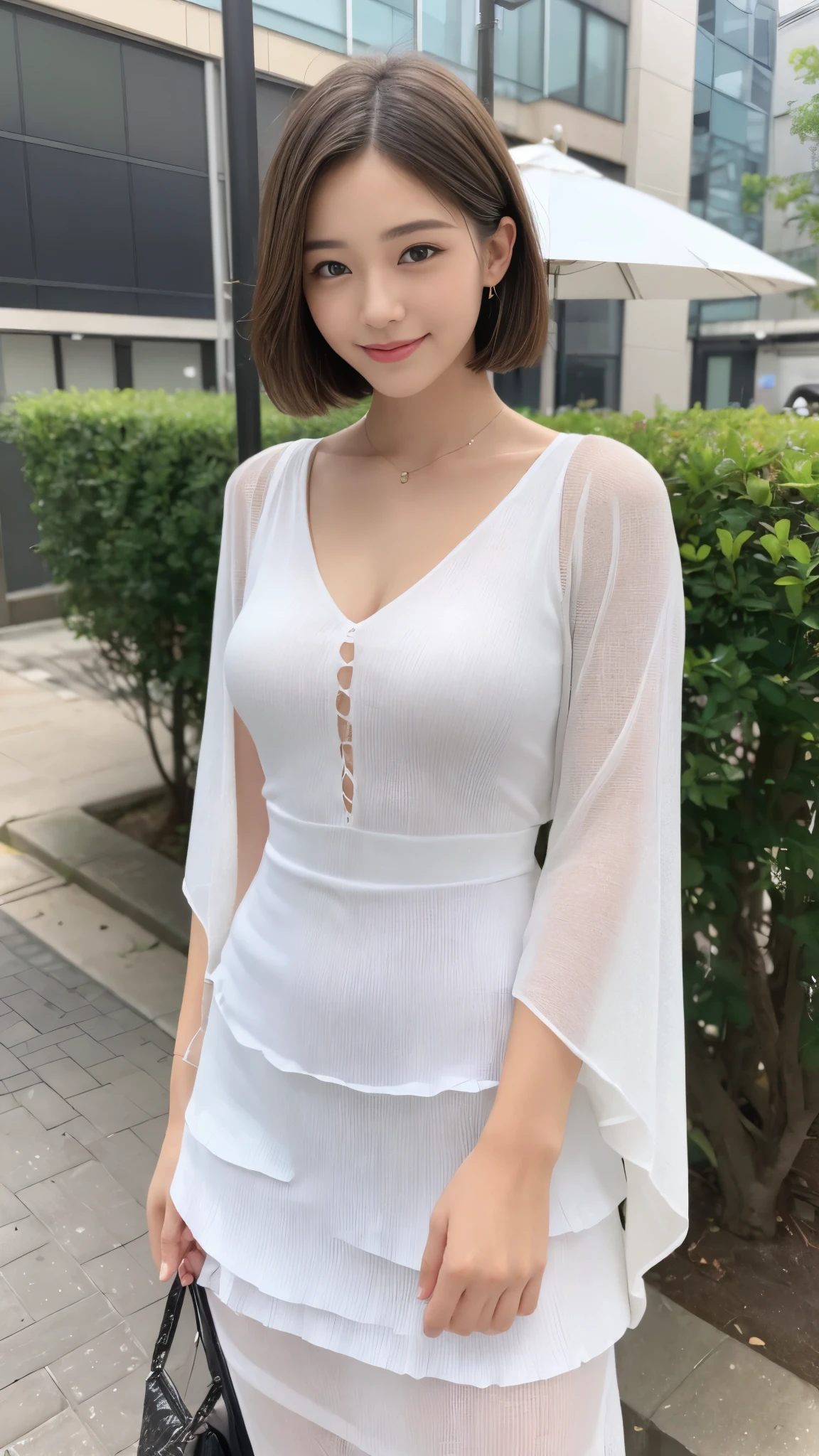 (8k, RAW photo, best quality, masterpiece:1.2), (realistic, photo-realistic:1.37), professional lighting, photon mapping, radiosity, Korean Doll, park, white summer dress