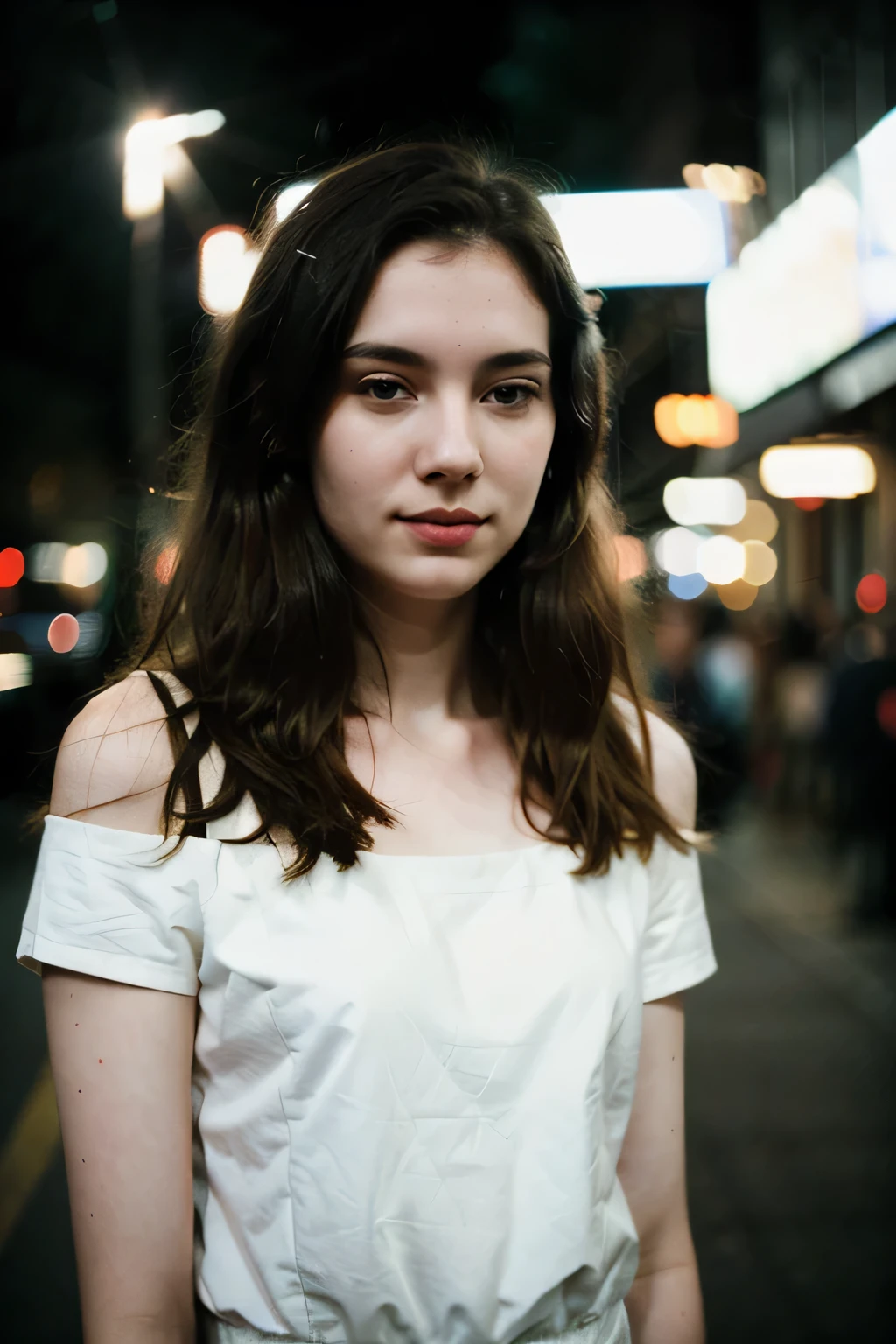 polaroid photo, night photo, photo of 24 y.o beautiful woman, pale skin, bokeh, motion blur