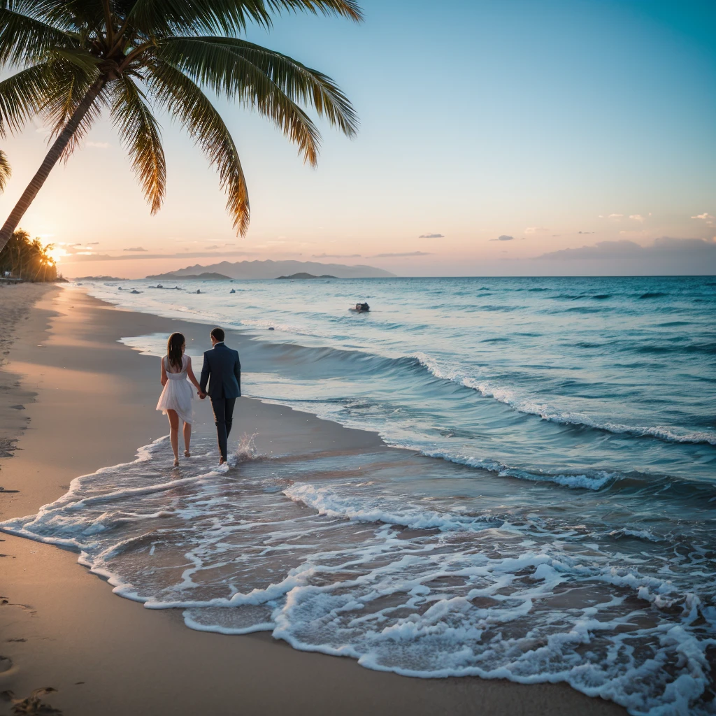 Image of a couple walking on the beach