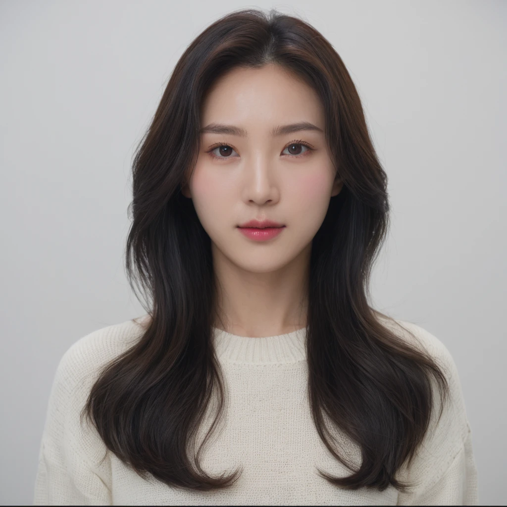 Best Quality, 8k, Masterpiece, (Portrait: 1.3), (photo realistic:1.4), (hyper realistic:1.4), Sharp Focus, looking at viewer, (smoother lighting:1.1), (increase cinematic lighting quality:0.9), realistic lighting, backlighting, light on face, ray trace, (brightening light:1.2), (Increase quality:1.4), sharp detail, (best quality real texture skin:1.4), finely detailed eyes, black_eyes, finely detailed face, 25 year old Korean woman