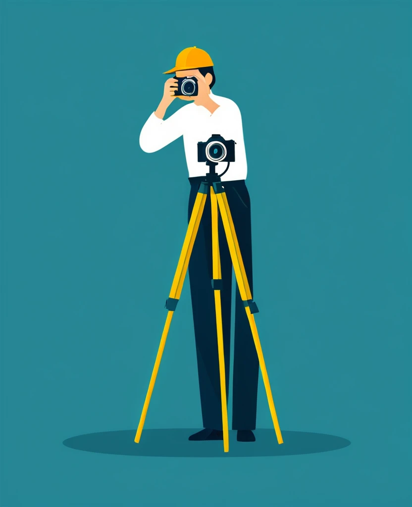 Photographer work illustration simple flat design 