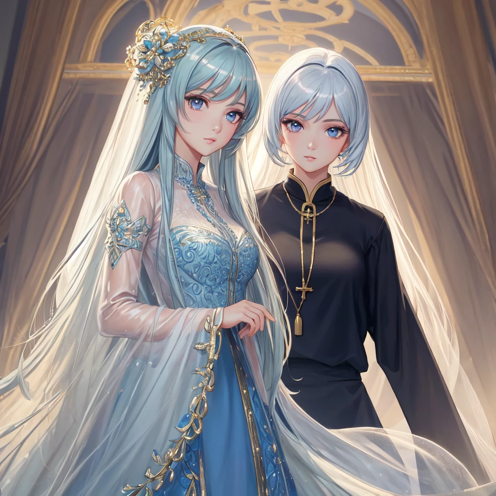 (Masterpiece), (Best Quality), (Extremely Detailed),(Tousled Hair),(Illustration), (1 Girl), (Fashion Clothes), Standing, Fashion Model, Looking at Viewer, (Interview), (Simple Background) ,Beautiful, detailed eyes, delicate beautiful face, floating, (high saturation), hair. Girl, anime waifu, looking at viewer, highly detailed, reflections transparent iridescent colors, long transparent iridescent RGB hair, beautiful holy girl, best quality, extremely detailed ,