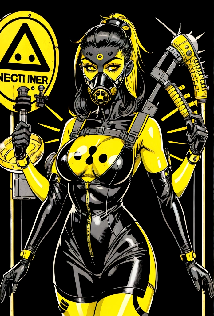 nuclear sexy waitress gas mask black and yellow