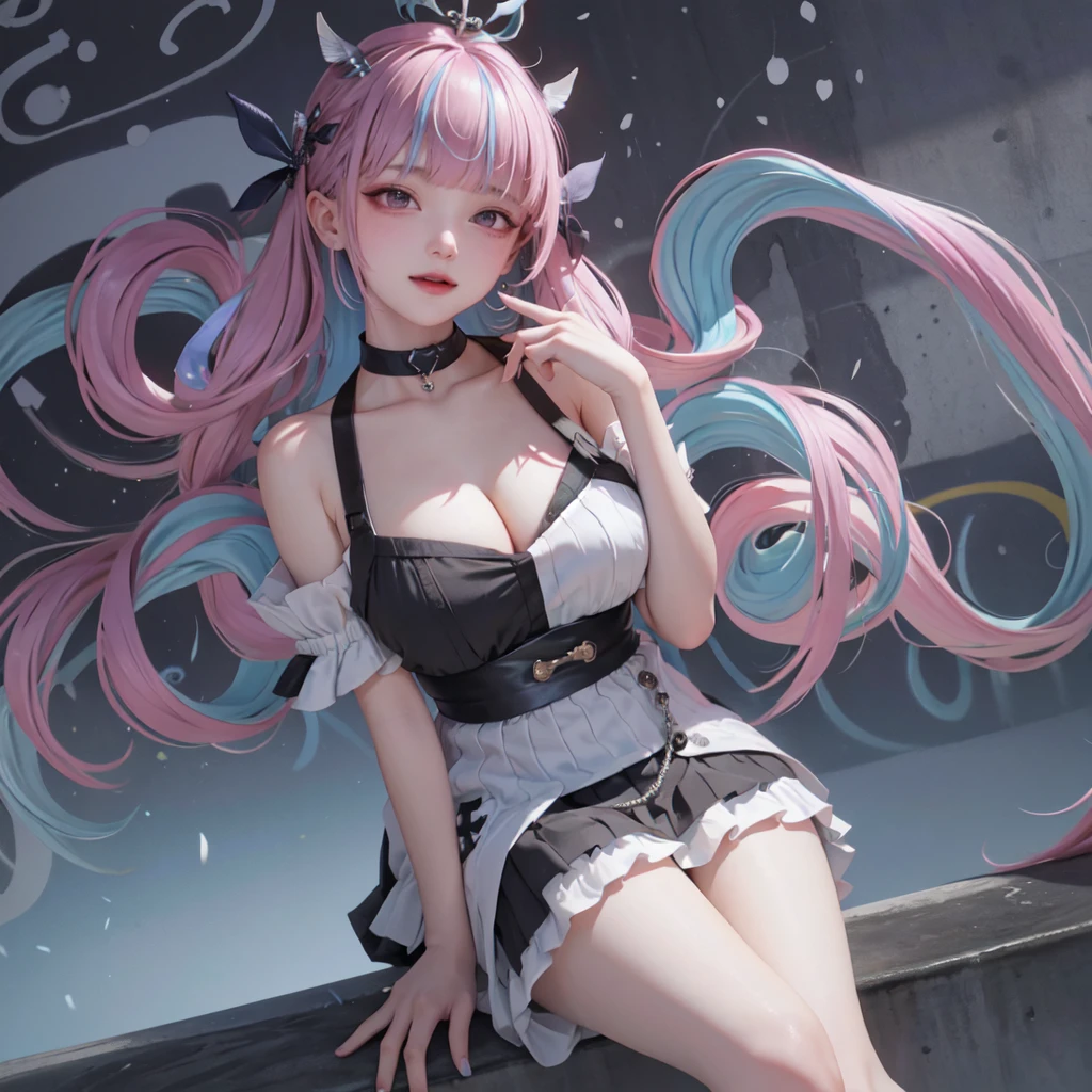 (best quality), masterpiece, Extremely detailed CG8K painting, high color, Extremely high color saturation, All colors are deepened, painting, graffiti art, central composition, Extremely detailed light and shadow, graffiti wall, The walls are painted bright colors, 1 girl graffiti 1 girl looking at the wall, The face and eyes are very detailed, medium length hair, sportswear, colorful clouds