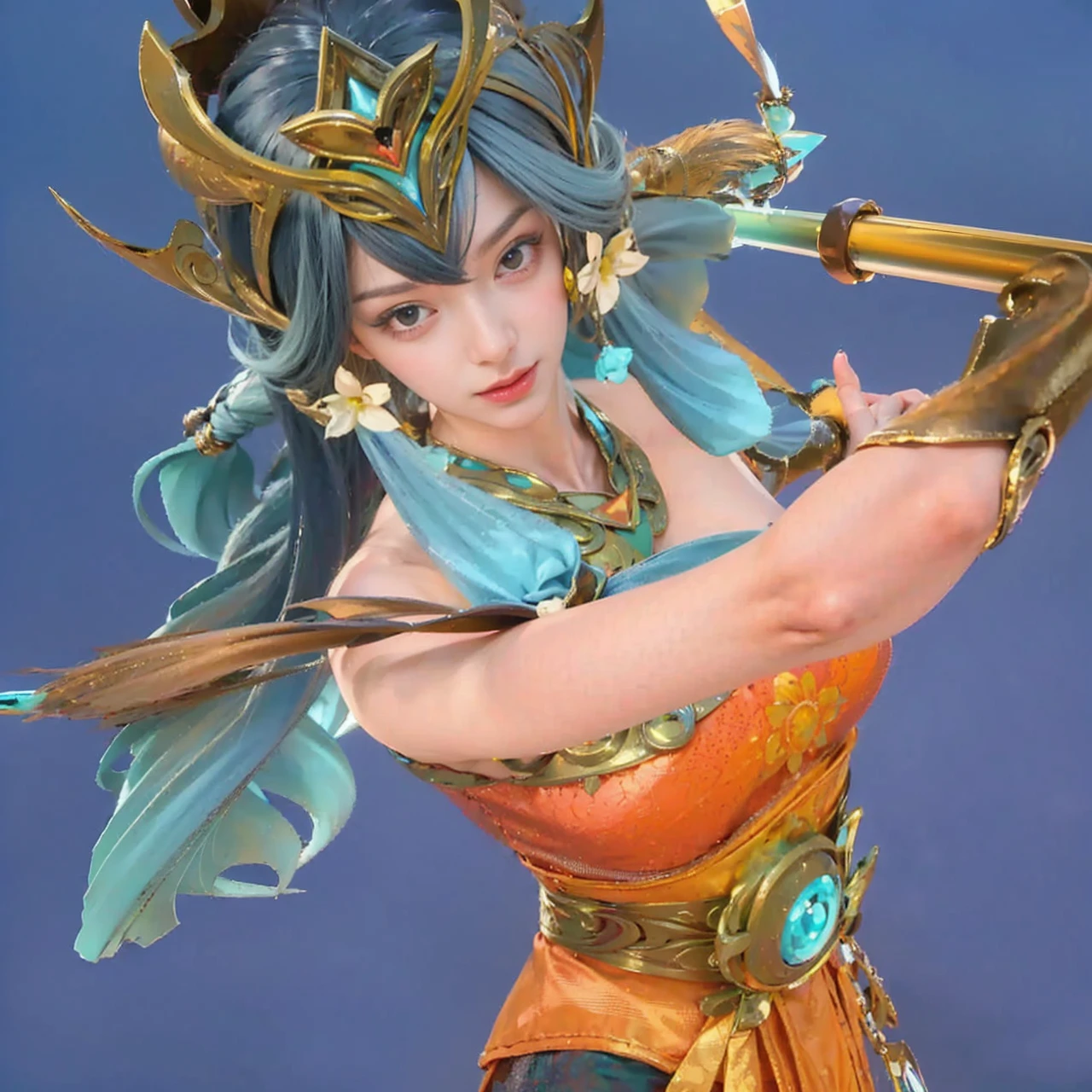 (Feel the wind pose:1.2, Hair blowing in the wind:1.4), (beautiful girl, :1.6, Cute face, Idol Face:1.2), (Small and slender figure), (Slender body line), (((Mysterious and divine々Ishi costume:1.3))), (Girl's smooth body:1.2), Delicate beautiful skin, Small beautiful butt, Narrow waist, Thin thighs, (Highest quality, 8k, masterpiece:1.2), ((Frontal portrait:1.3)), ((Medium breast, Beautiful nipples)), ((Girl standing on the prairie)), (Detailed eyes and face:1.3), (Detailed hands:1.2), ((A fantastic atmosphere)), (Perfect Anatomy), Ultra-detailed, (Idol Smile:1.3, blush:1.2), (View the viewer:1.3), Short Hair