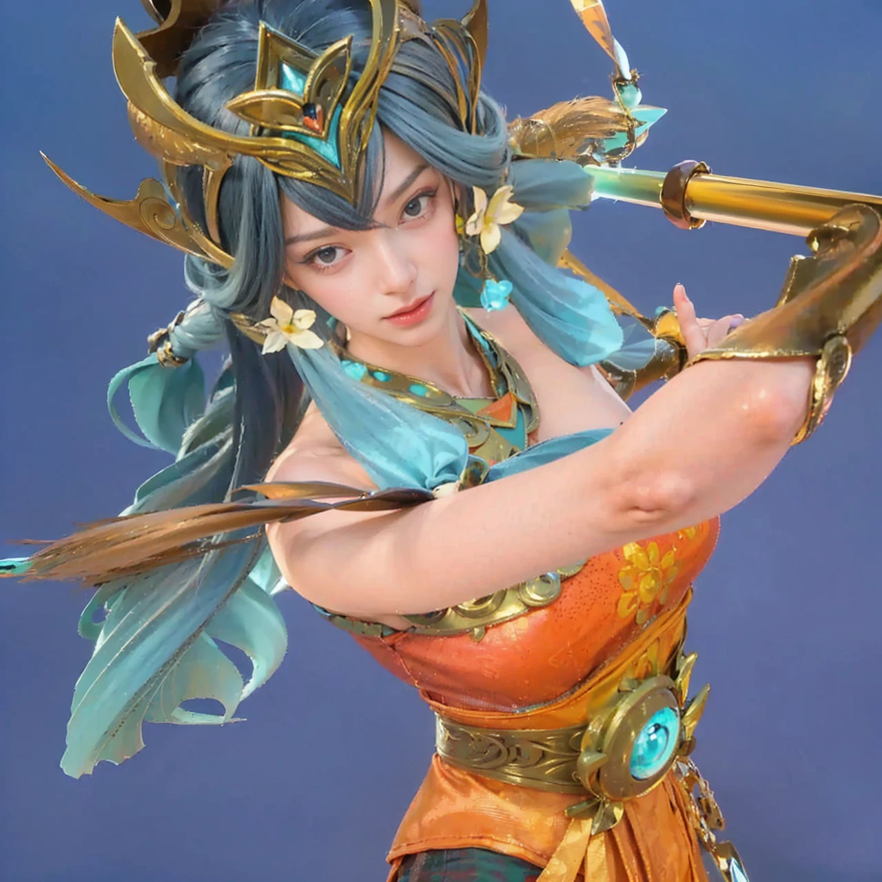 (Feel the wind pose:1.2, Hair blowing in the wind:1.4), (beautiful girl, Baby Face:1.6, Cute face, Idol Face:1.2), (Small and slender figure), (Slender body line), (((Mysterious and divine々Ishi costume:1.3))), (Girl's smooth body:1.2), Delicate beautiful skin, Small beautiful butt, Narrow waist, Thin thighs, (Highest quality, 8k, masterpiece:1.2), ((Frontal portrait:1.3)), ((Medium breast, Beautiful nipples)), ((Girl standing on the prairie)), (Detailed eyes and face:1.3), (Detailed hands:1.2), ((A fantastic atmosphere)), (Perfect Anatomy), Ultra-detailed, (Idol Smile:1.3, blush:1.2), (View the viewer:1.3), Short Hair