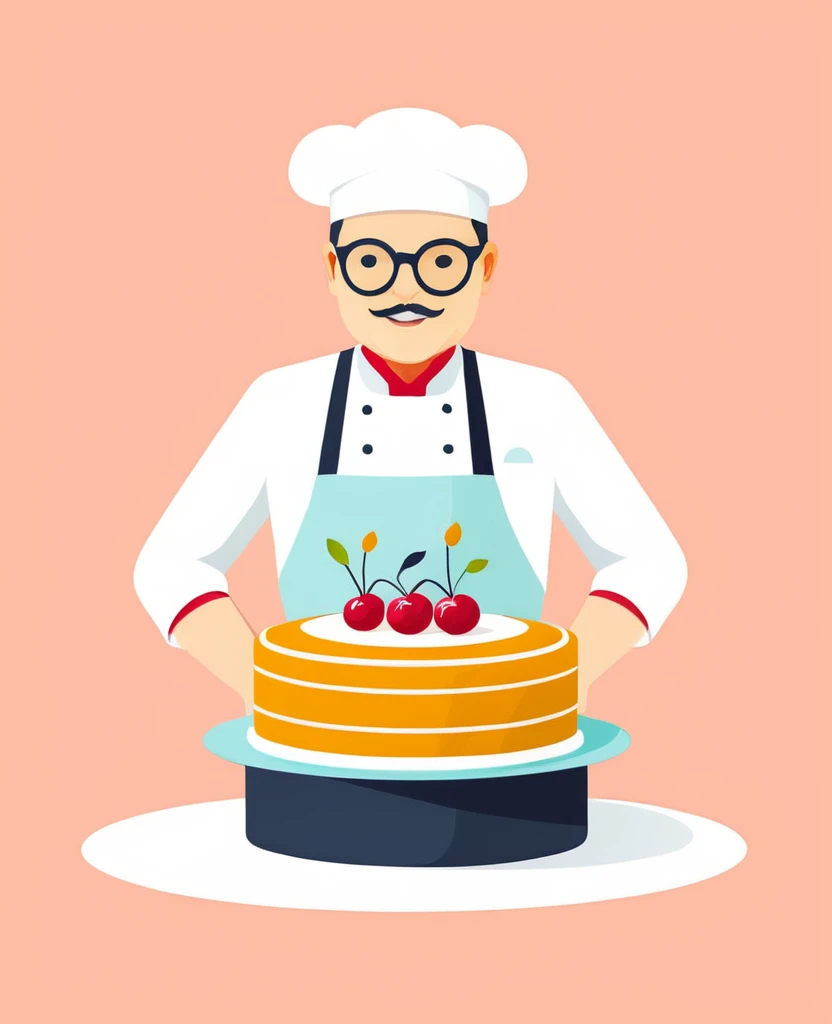 Chef make cake work illustration simple flat design