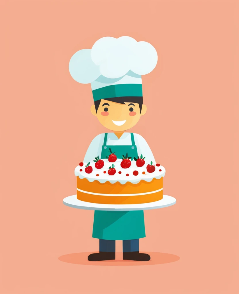 Chef make cake work illustration simple flat design