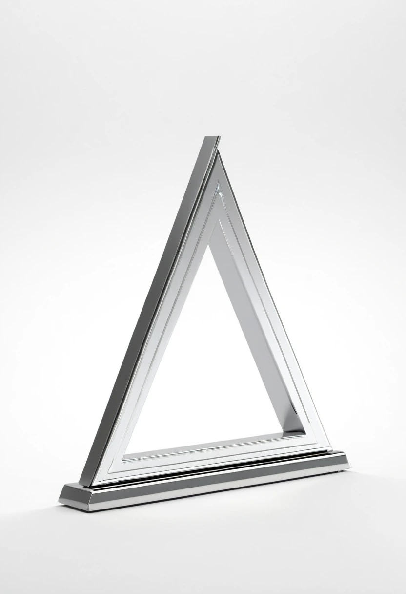 AWARD A TRIANGLE EXTENDED VERTICALLY, to which the letters “innastart” are attached. The base of the triangle is matte, the letters are chrome-plated. award in technology style.