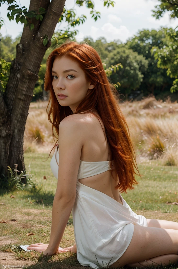 white dress lying in the grass,dress,white dress,lying,grass,beach,back view,common outfit,back view,suspicious glance,distrustful gaze,skeptical look,accusatory stare,blaming gaze,Asian eyes,Slanted eyes,Narrow eyes,Squinted eyes,Almond-shaped eyes,Orientally-shaped eyes,lord of the ring,elf,arwen,leg spread,sulphurous,lascivious, torrid, (bella hadid:1.1),look towards the viewer,beautiful detailed face,beautiful detailed body,long red hair,ginger, red head ginger,long red-haired girl with green eyes,realistic photo,highres,ultra-detailed,photorealistic,vivid colors,bokeh, concept artists,green eyes, long red hair,ginger,red head ginger,best quality, 4k, 8k, highres,masterpiece:1.2, ultra-detailed,realistic, photorealistic, photo-realistic:1.37, girl with green eyes and long red hair, stylish makeup, perfect lighting, glamorous pose, a close up of a woman with red hair, with red hair and green eyes, red head, red hair, she has red hair, red girl, red hair girl, with red hair, red hair and attractive features, brilliantly colored, red hair goddess, red hair girl
