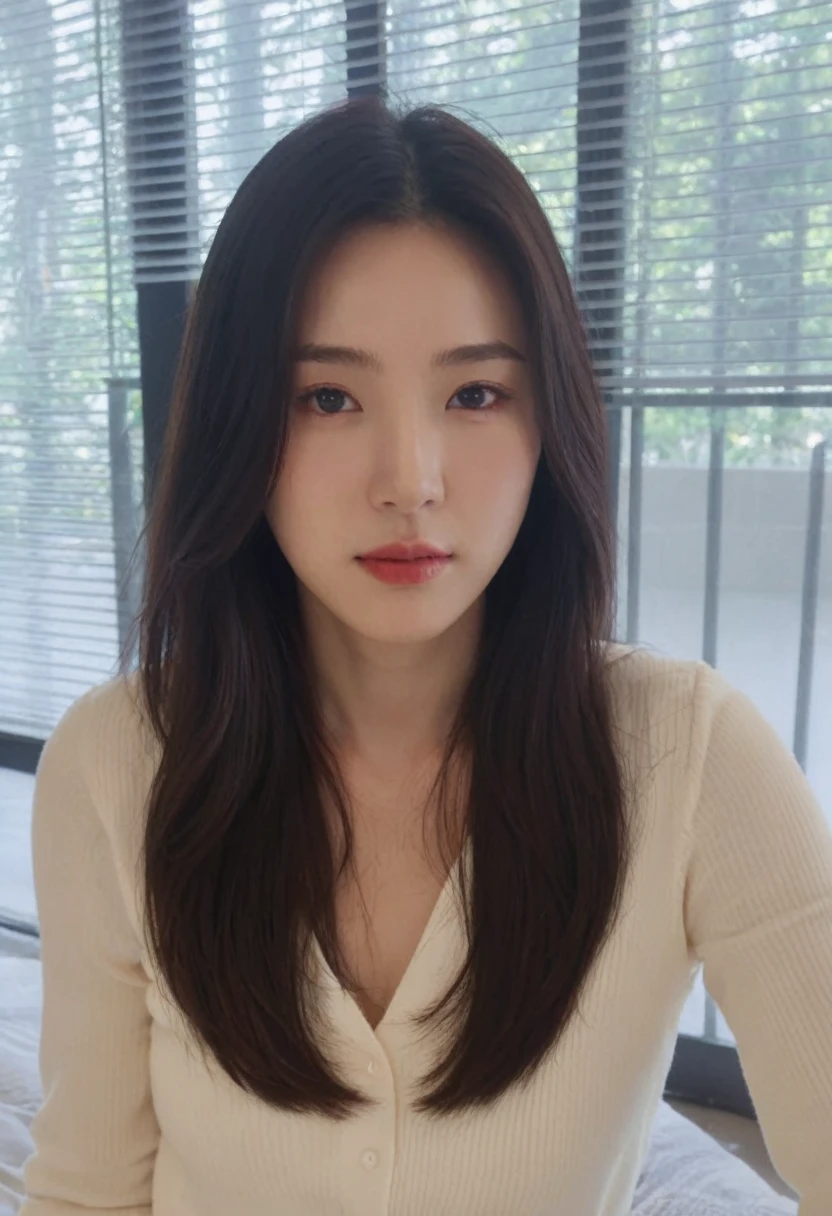 Best Quality, 8k, Masterpiece, (Portrait: 1.3), (photo realistic:1.4), (hyper realistic:1.4), Sharp Focus, looking at viewer, (smoother lighting:1.1), (increase cinematic lighting quality:0.9), realistic lighting, backlighting, light on face, ray trace, (brightening light:1.2), (Increase quality:1.4), sharp detail, (best quality real texture skin:1.4), finely detailed eyes, black_eyes, finely detailed face, 25 year old Korean woman